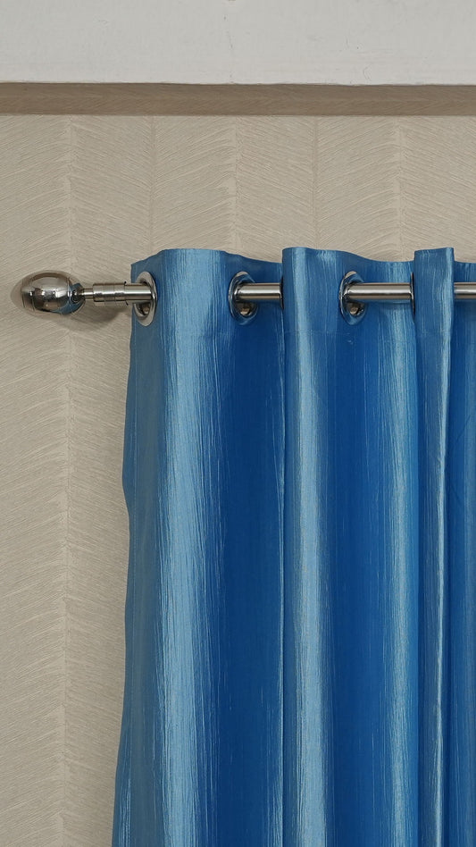 Branded Blue Colour Crush Fabric Semi-Blackout Curtains Cool | Elegant | Bestseller