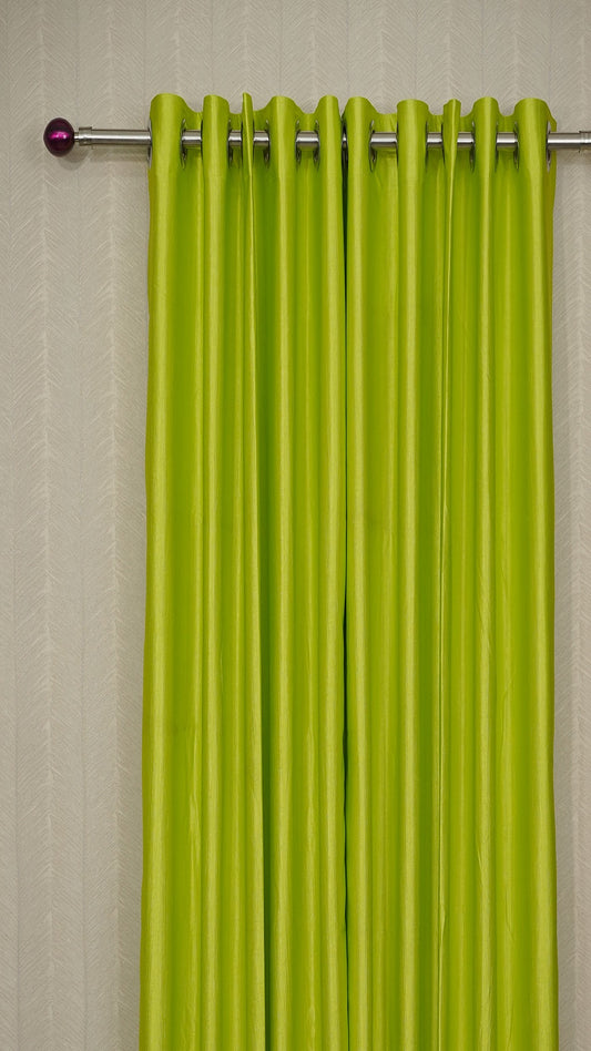 Branded Lime Green Colour Crush Fabric Semi-Blackout Curtains Fresh | Vibrant | Bestseller