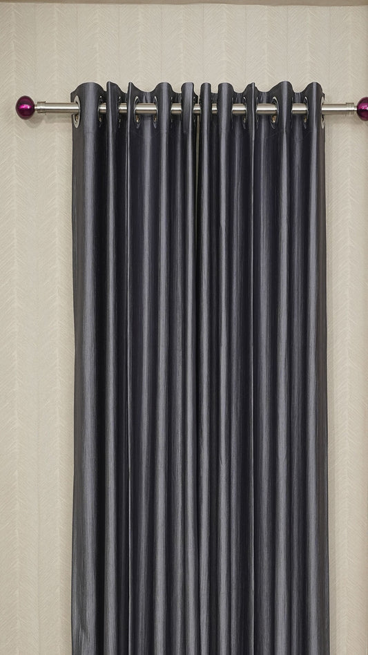 Branded Slate Grey Colour Crush Fabric Semi-Blackout Curtains Modern | Premium | Bestseller
