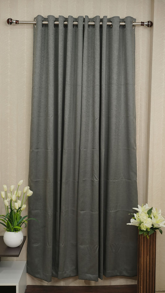 Grey Embossed Blackout Curtains 1 piece