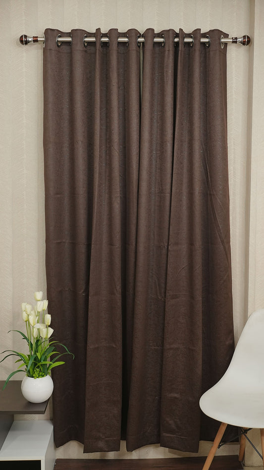 Coffee Brown Color Blackout Curtains with Embossed Design – Elegant, Functional & Affordable Luxury