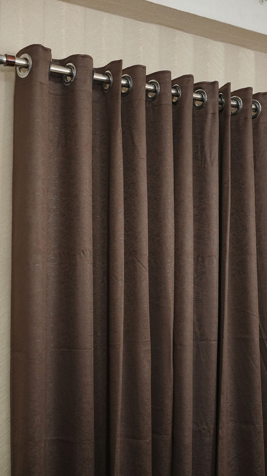 Coffee Brown Color Blackout Curtains with Embossed Design – Elegant, Functional & Affordable Luxury
