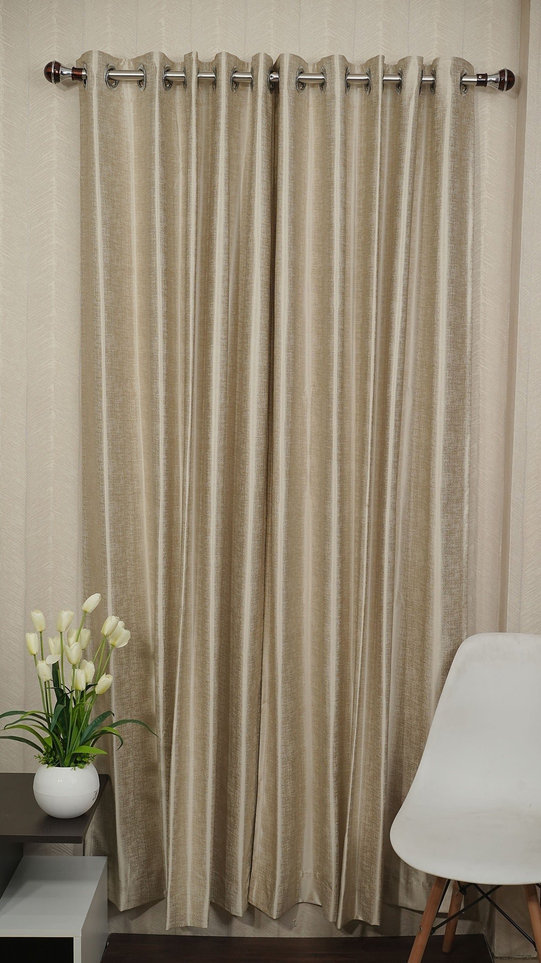 Beige Color Blackout Curtains with Embossed Design – Elegant, Functional & Affordable Luxury