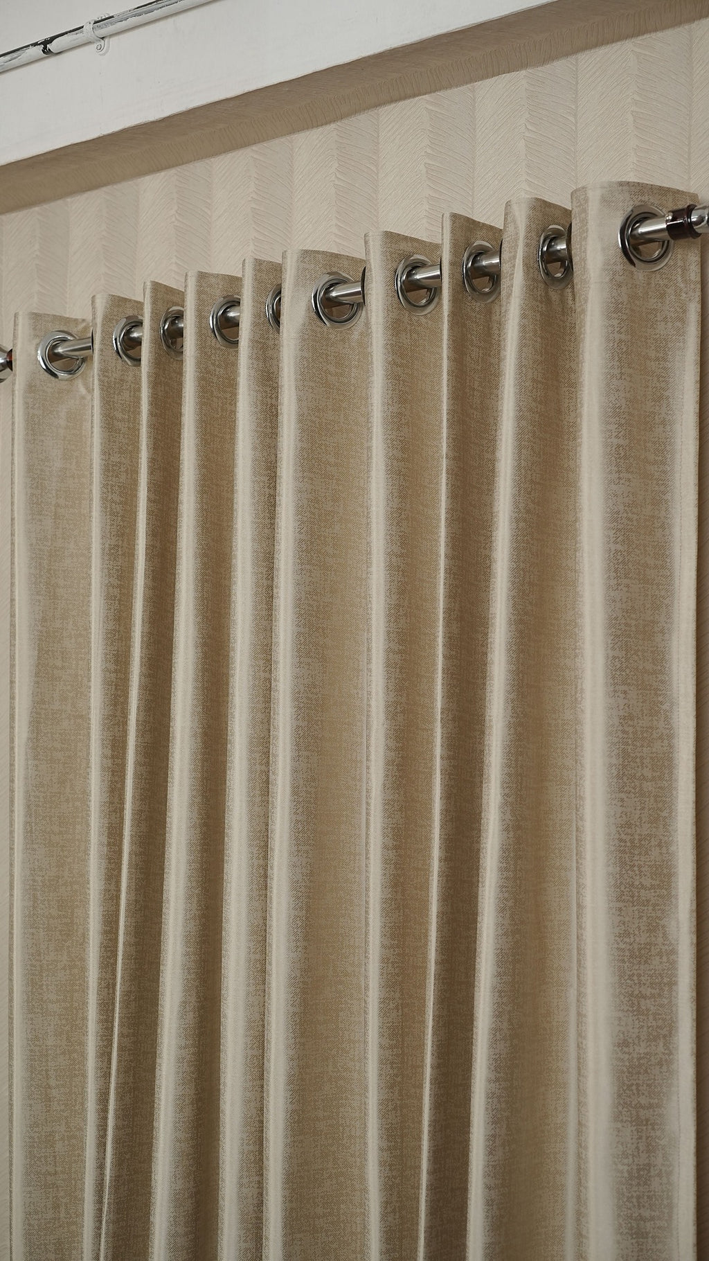 Beige Color Blackout Curtains with Embossed Design – Elegant, Functional & Affordable Luxury