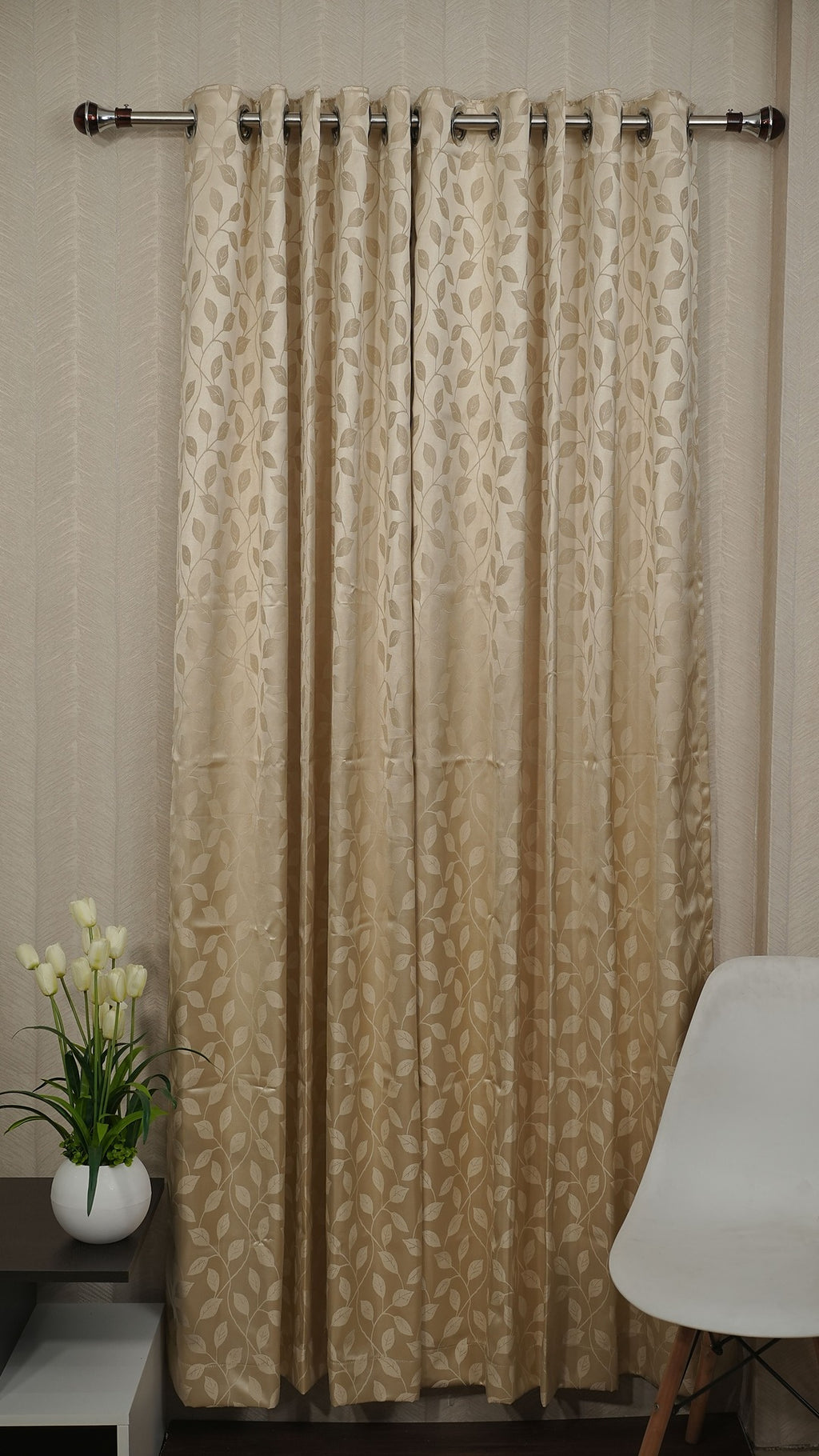 Premium  Gold leaf Design Readymade Curtains – Elegant, Fresh &amp; Timeless