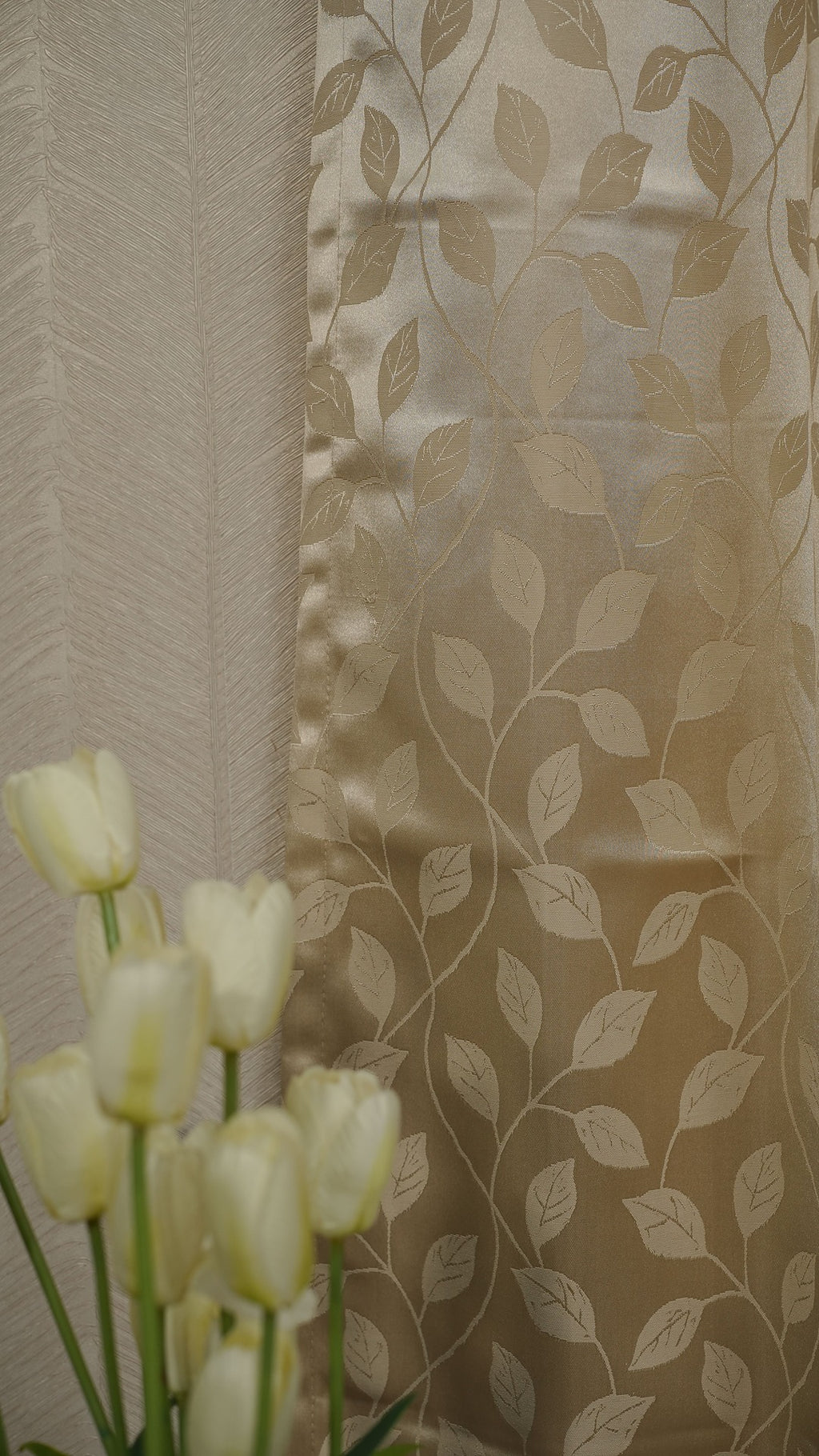 Premium  Gold leaf Design Readymade Curtains – Elegant, Fresh &amp; Timeless