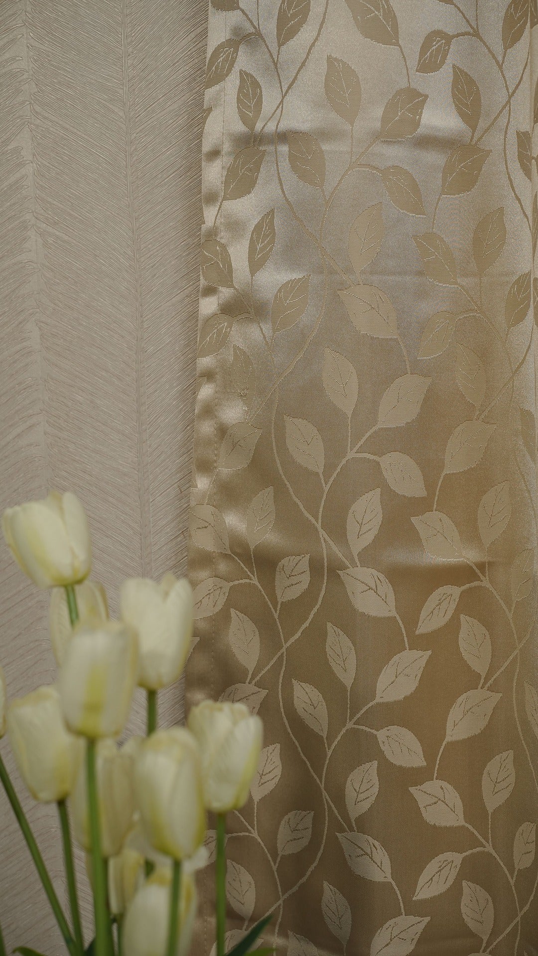Premium  Gold leaf Design Readymade Curtains – Elegant, Fresh &amp; Timeless