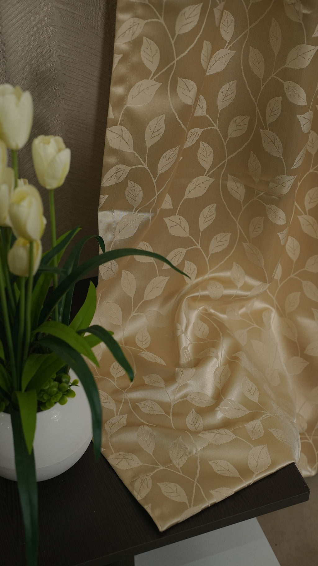 Premium  Gold leaf Design Readymade Curtains – Elegant, Fresh &amp; Timeless