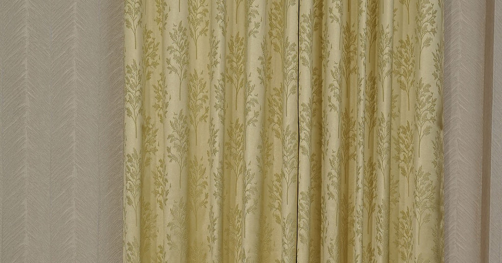 Premium Branded Lemon Yellow Jacquard Readymade Curtains.