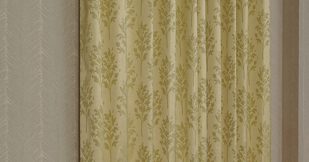 Premium Branded Lemon Yellow Jacquard Readymade Curtains.