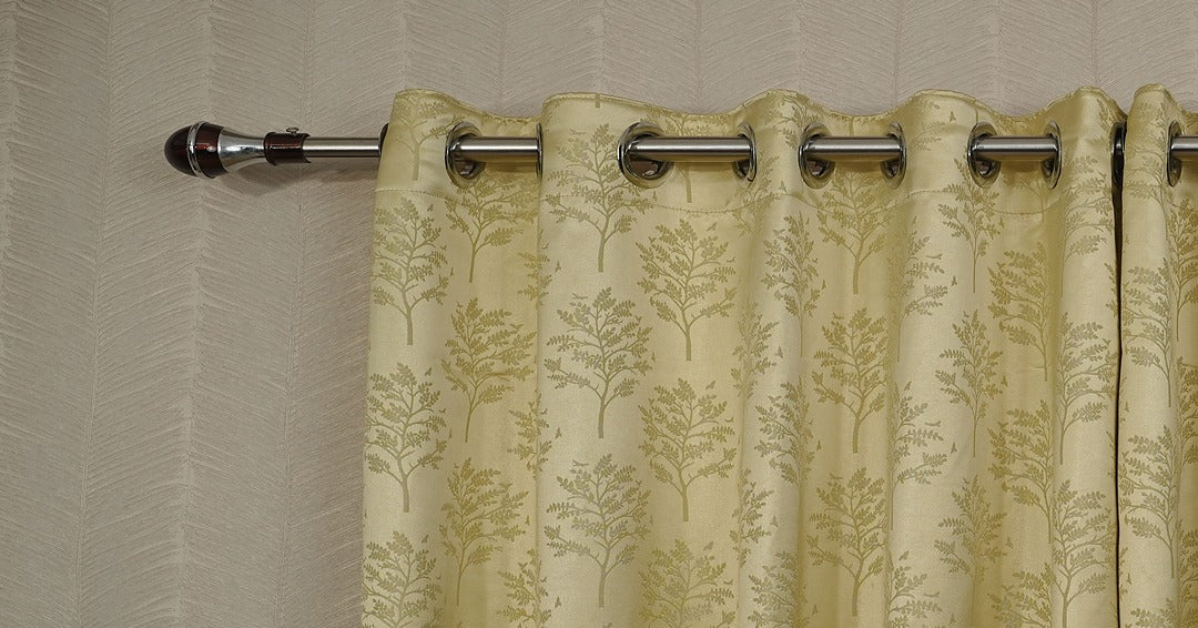 Premium Branded Lemon Yellow Jacquard Readymade Curtains.