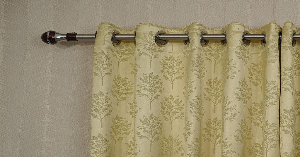 Premium Branded Lemon Yellow Jacquard Readymade Curtains.