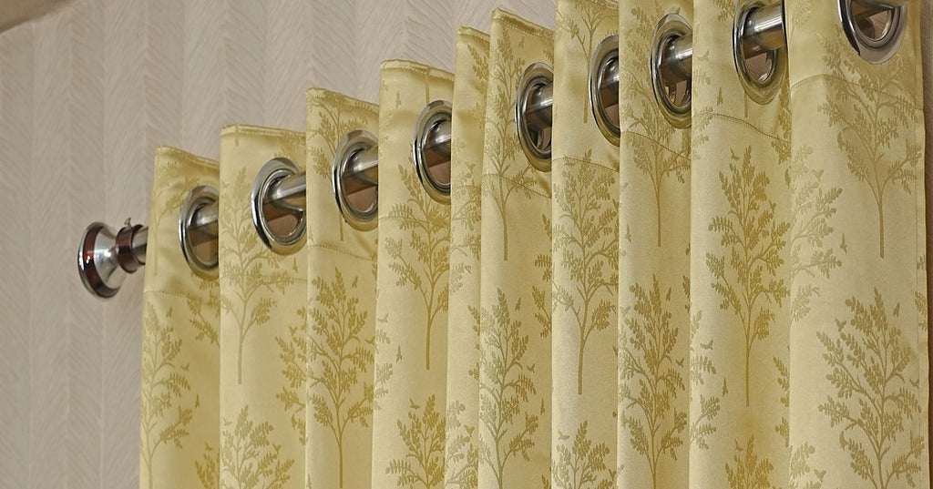 Premium Branded Lemon Yellow Jacquard Readymade Curtains.