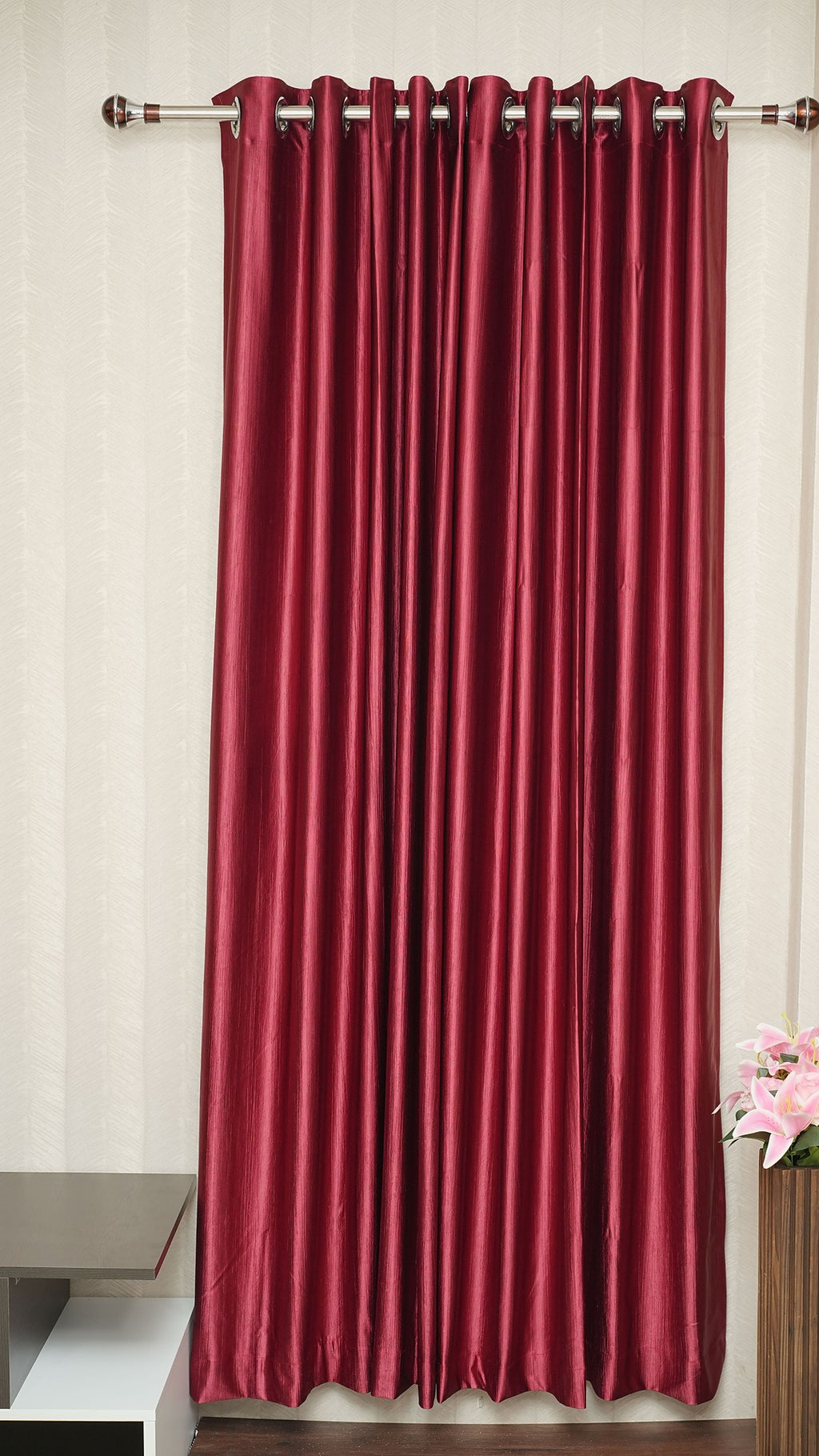 Maroon Seasons Curtains Luxury Elegance for living room and Bedroom- Single Piece