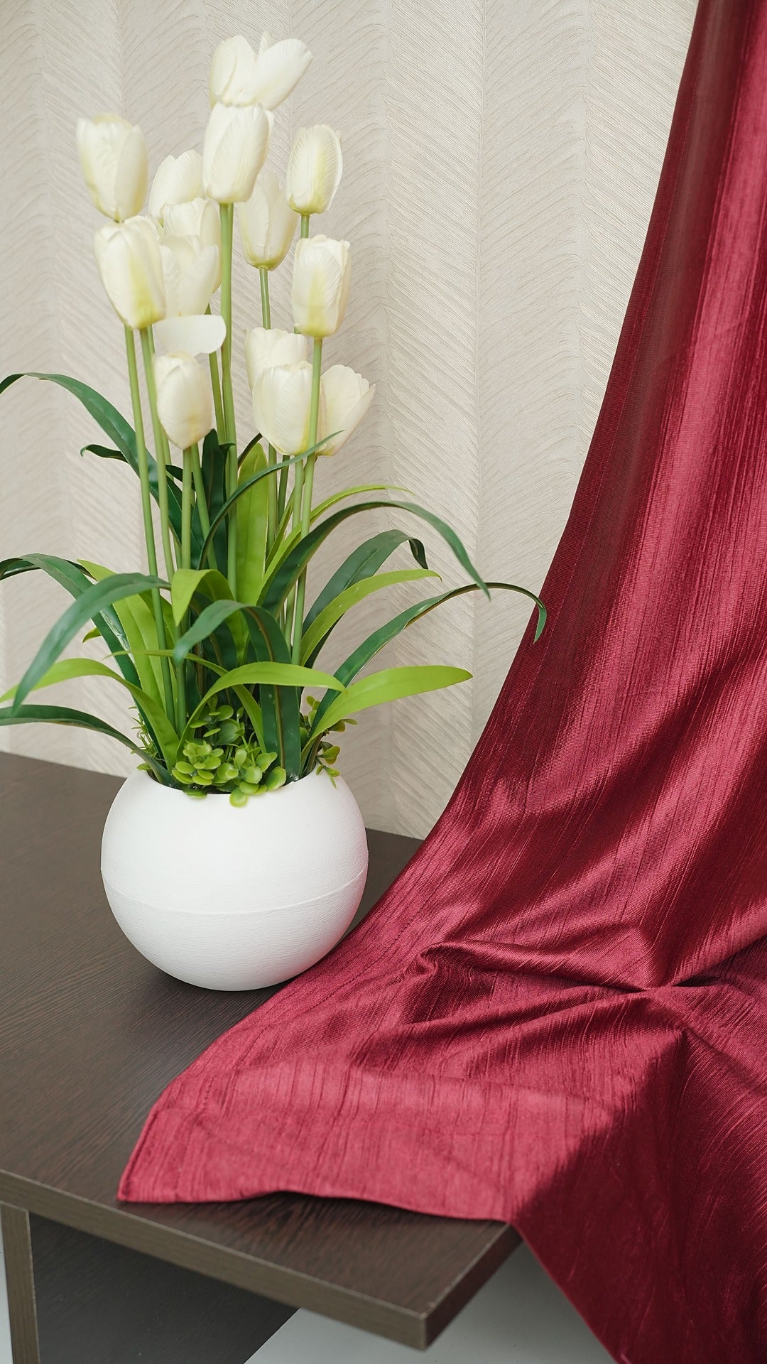 Maroon Seasons Curtains Luxury Elegance for living room and Bedroom- Single Piece