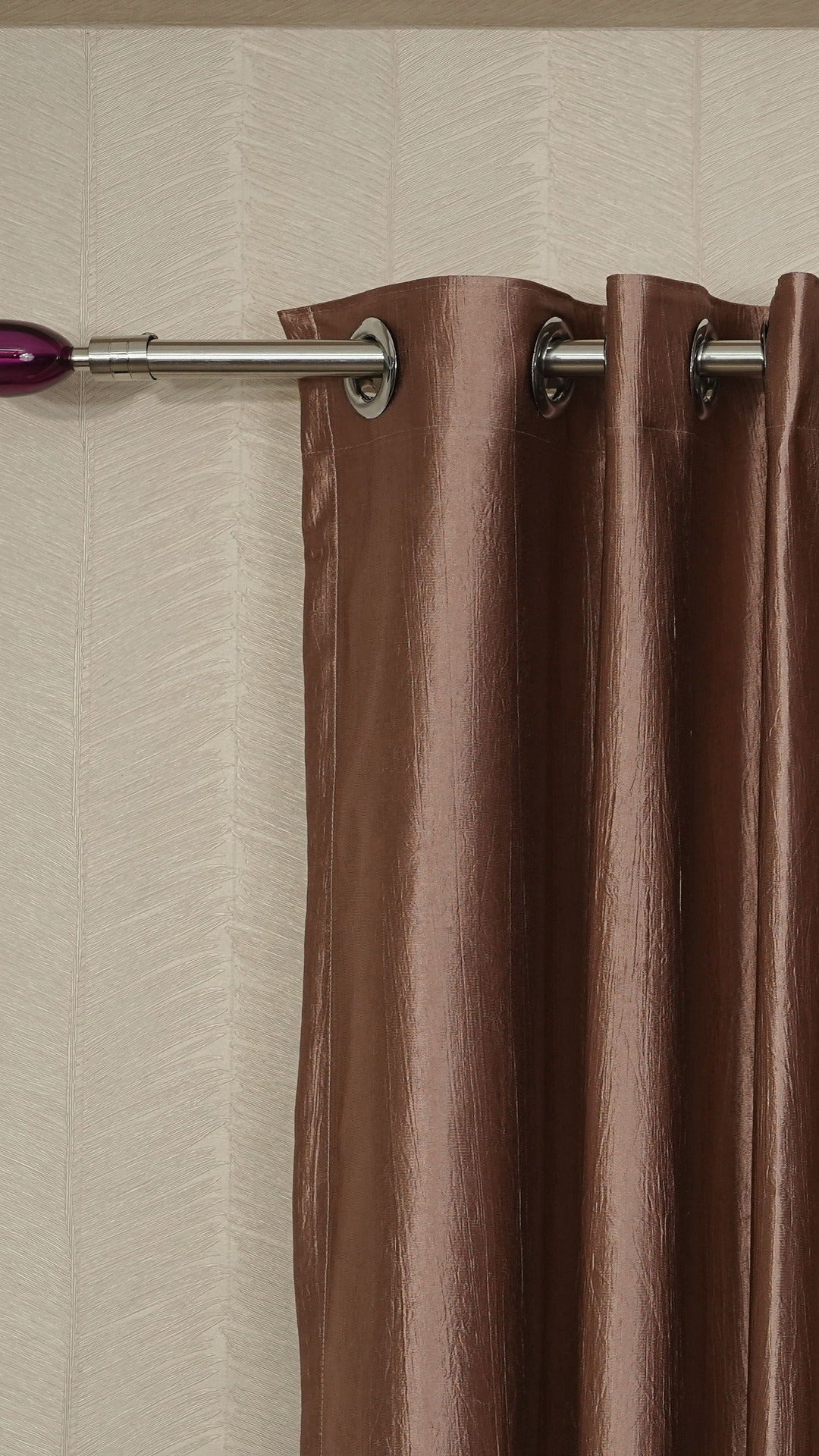 Branded Brown Curtains for Living Room | Crush Fabric Semi-Blackout