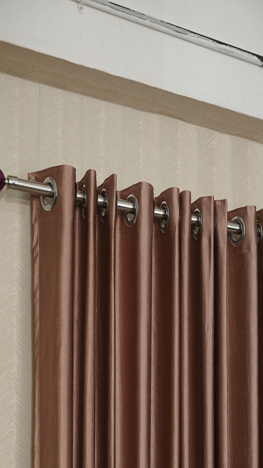Branded Brown Curtains for Living Room | Crush Fabric Semi-Blackout