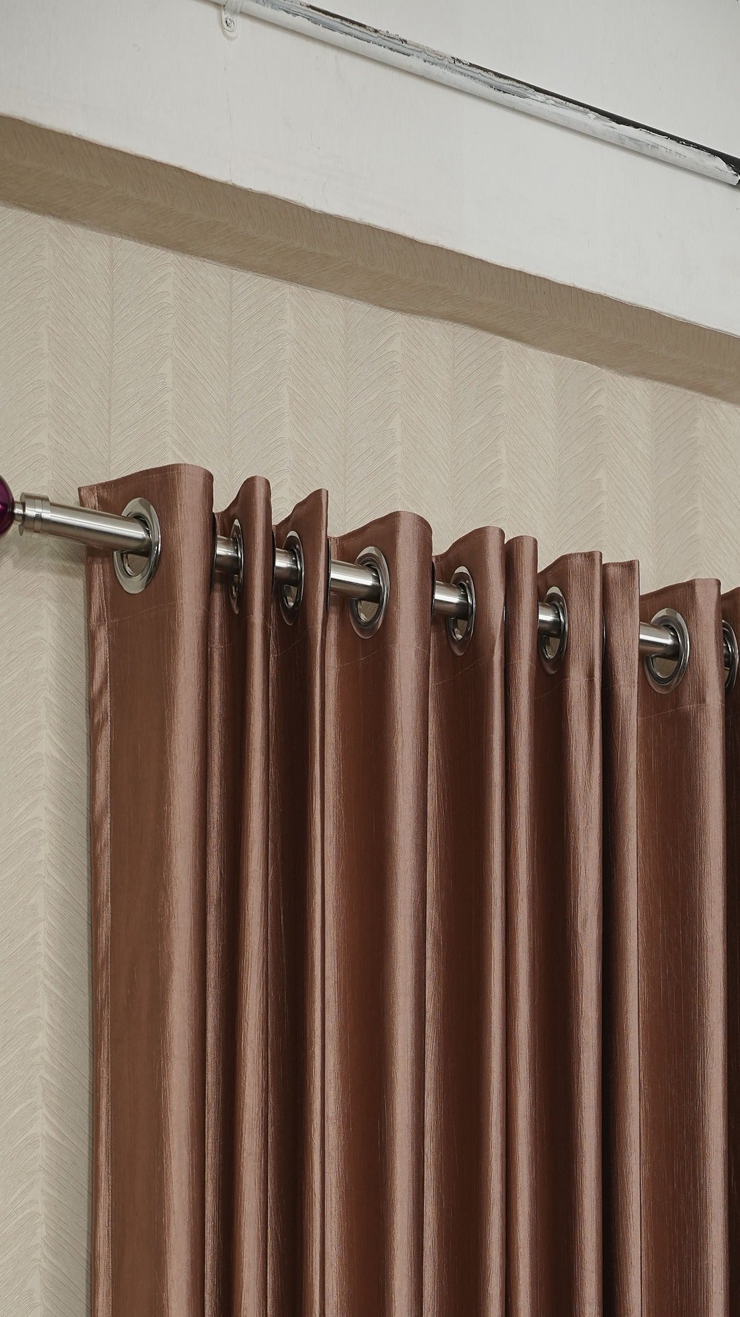 Branded Brown Curtains for Living Room | Crush Fabric Semi-Blackout
