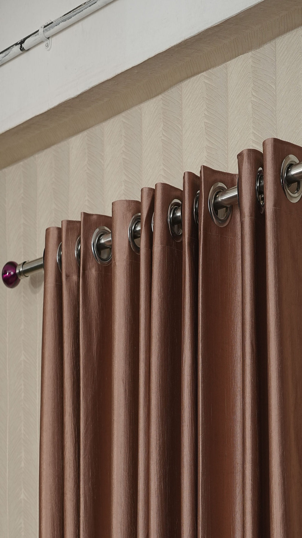 Branded Brown Curtains for Living Room | Crush Fabric Semi-Blackout