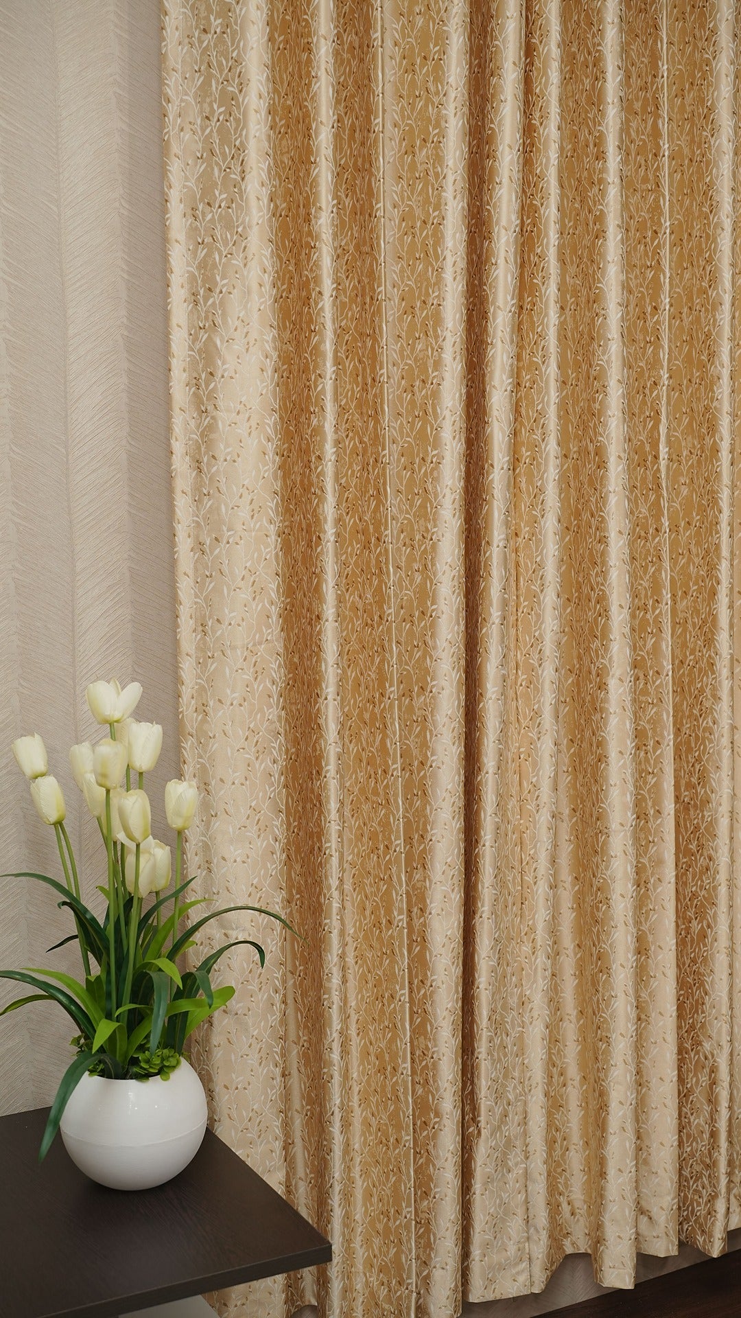Jacquard Design Golden Color  Curtains – Elegant & Affordable Luxury for Your Home- 1 Piece