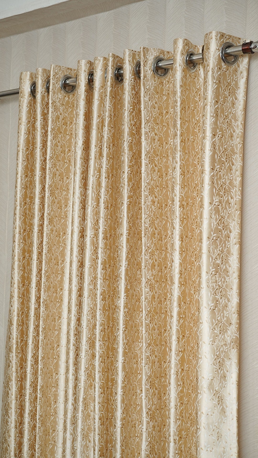 Jacquard Design Golden Color  Curtains – Elegant & Affordable Luxury for Your Home- 1 Piece