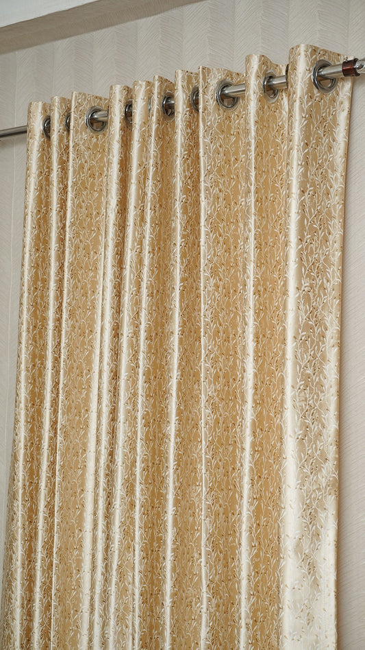 Jacquard Design Golden Color  Curtains – Elegant & Affordable Luxury for Your Home- 1 Piece