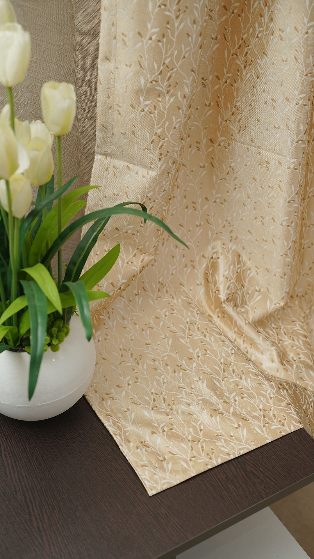 Jacquard Design Golden Color  Curtains – Elegant & Affordable Luxury for Your Home- 1 Piece