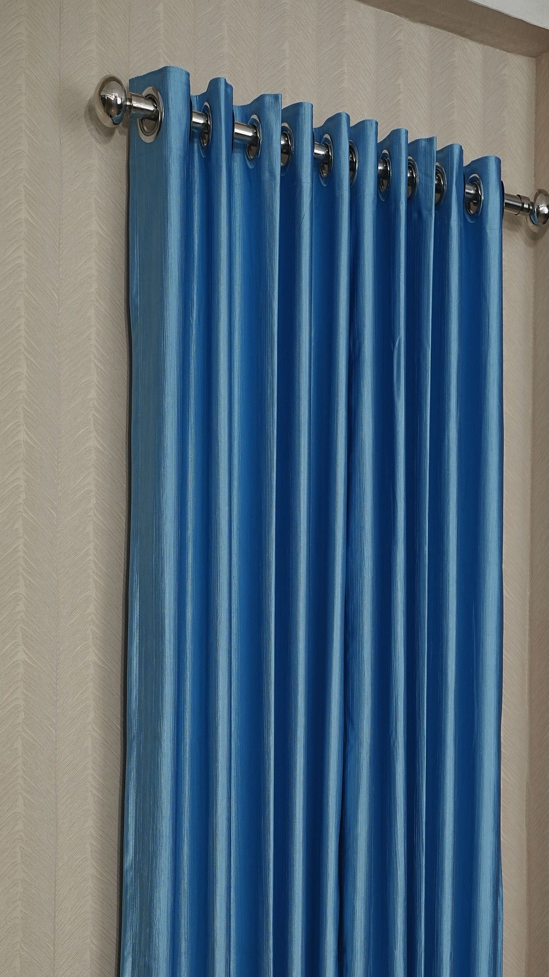Branded Blue Colour Crush Fabric Semi-Blackout Curtains  Cool | Elegant | Bestseller