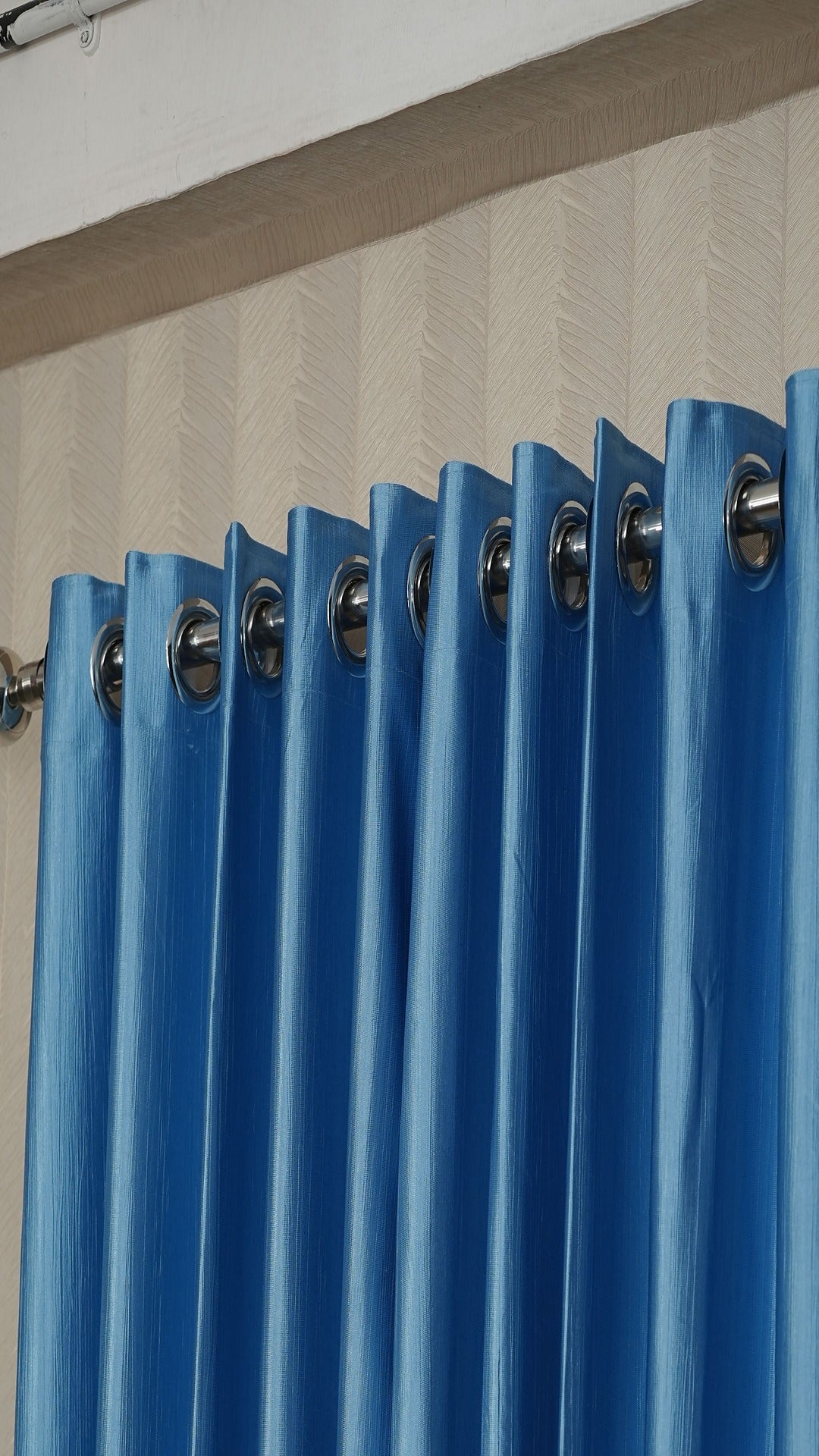 Branded Blue Colour Crush Fabric Semi-Blackout Curtains  Cool | Elegant | Bestseller