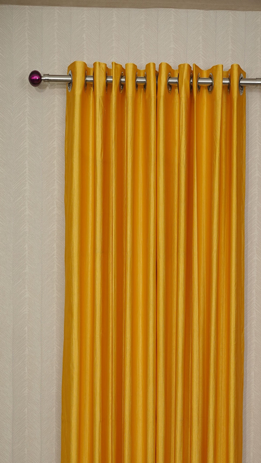 Branded Yellow Colour Crush Fabric Semi-Blackout Curtains