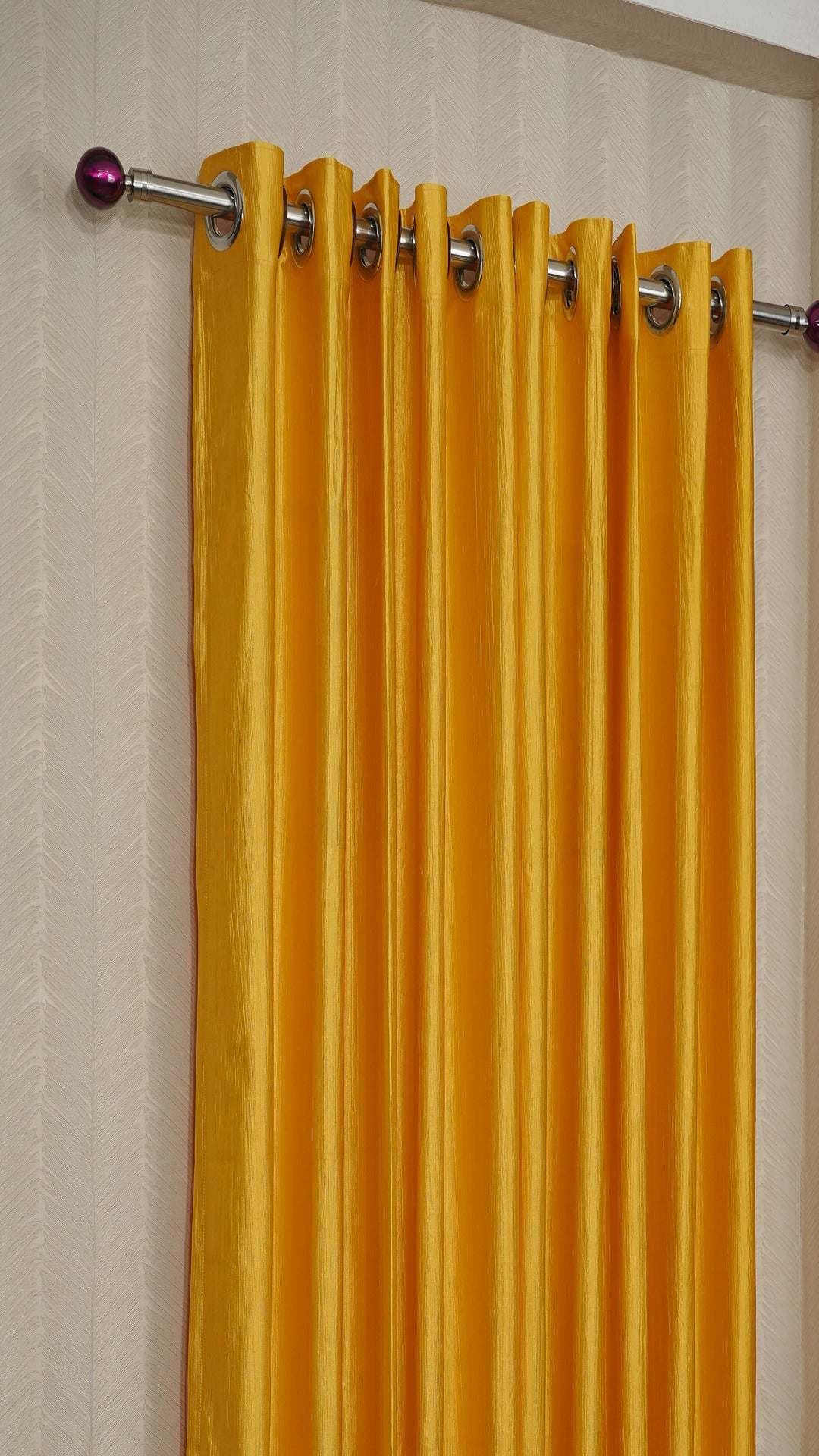 Branded Yellow Colour Crush Fabric Semi-Blackout Curtains