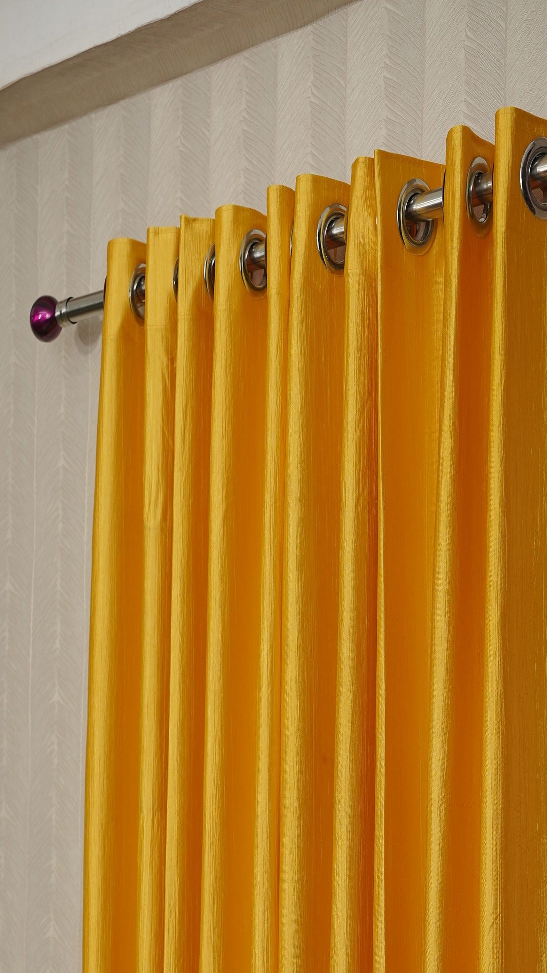 Branded Yellow Colour Crush Fabric Semi-Blackout Curtains