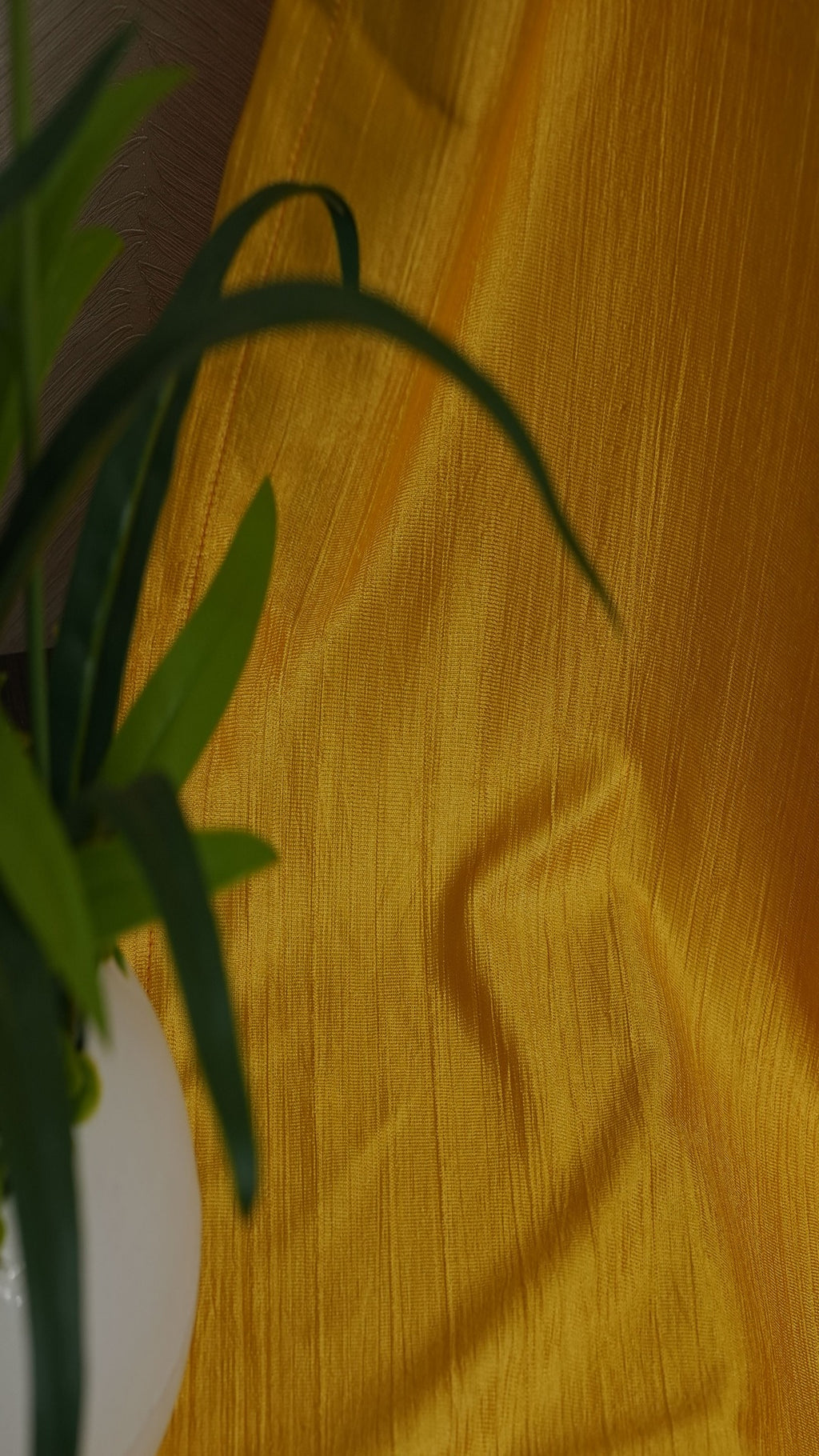 Branded Yellow Colour Crush Fabric Semi-Blackout Curtains