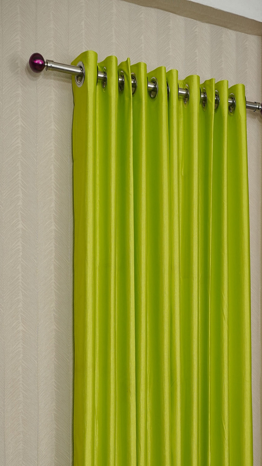 Branded Lime Green Colour Crush Fabric Semi-Blackout Curtains  Fresh | Vibrant | Bestseller