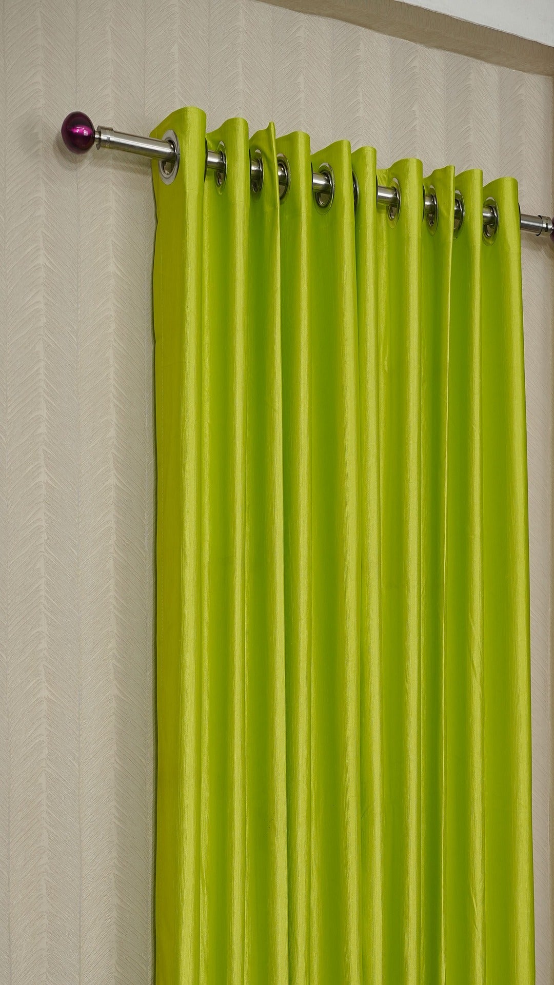 Branded Lime Green Colour Crush Fabric Semi-Blackout Curtains  Fresh | Vibrant | Bestseller
