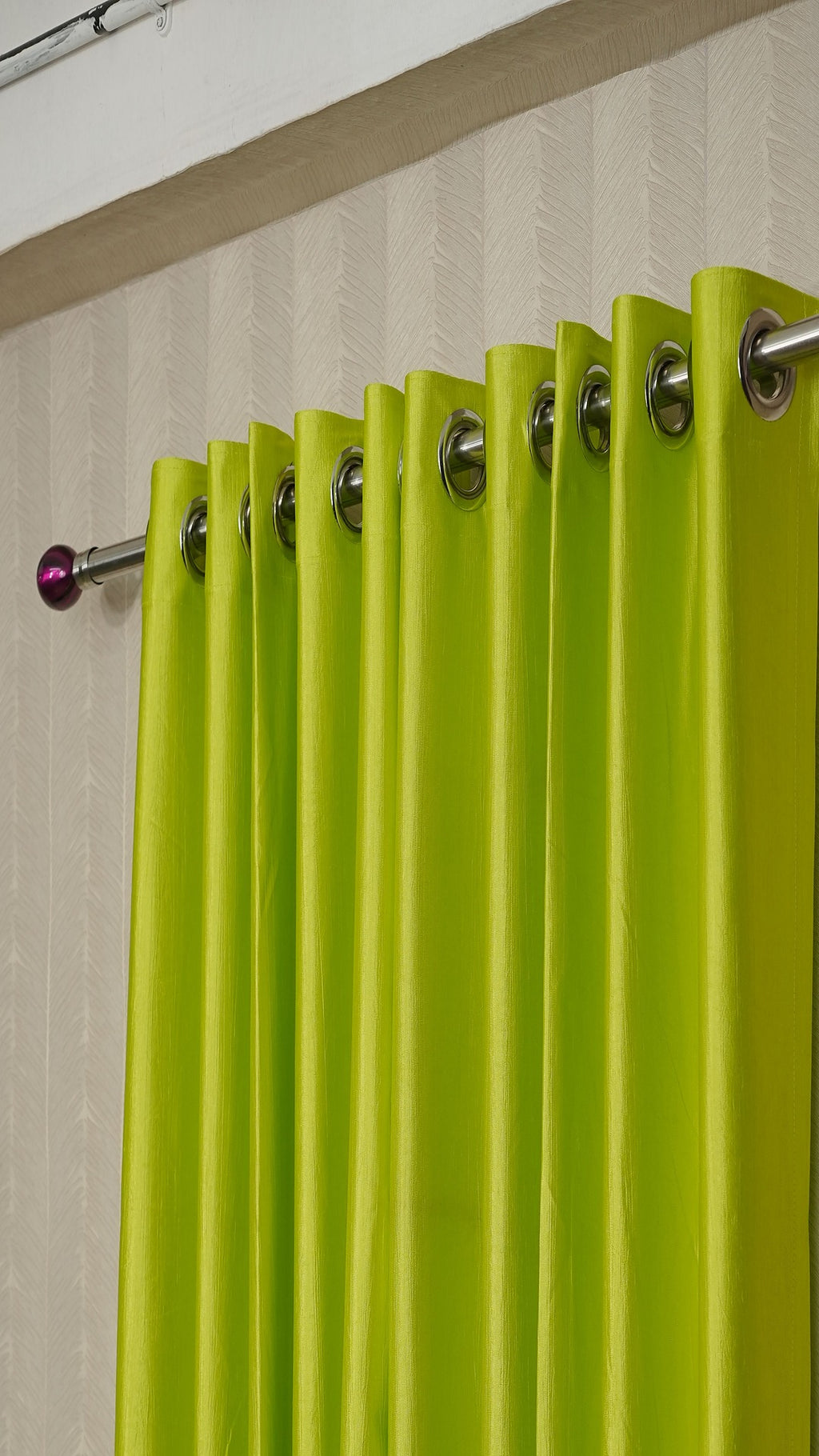 Branded Lime Green Colour Crush Fabric Semi-Blackout Curtains  Fresh | Vibrant | Bestseller