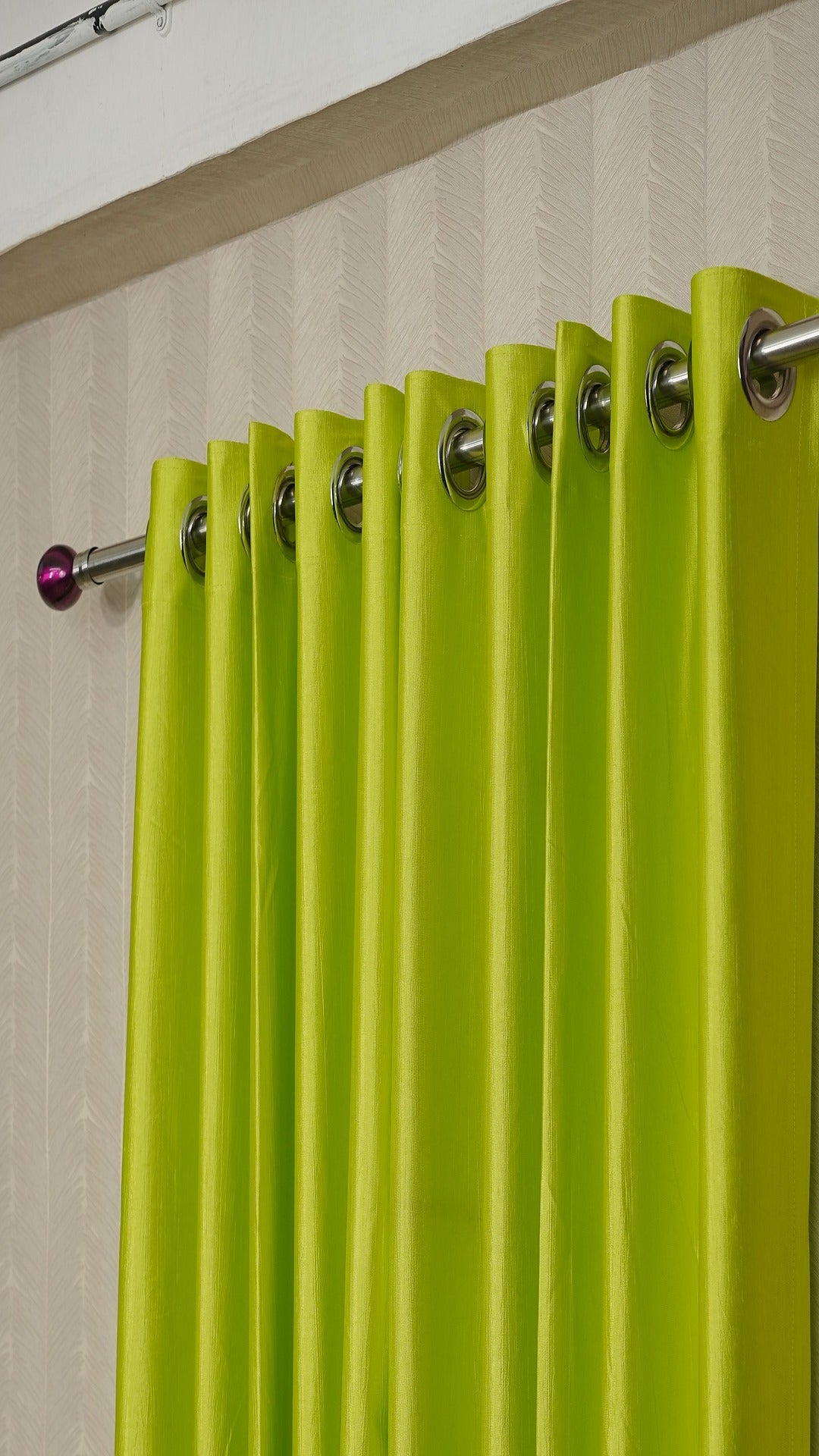 Branded Lime Green Colour Crush Fabric Semi-Blackout Curtains  Fresh | Vibrant | Bestseller