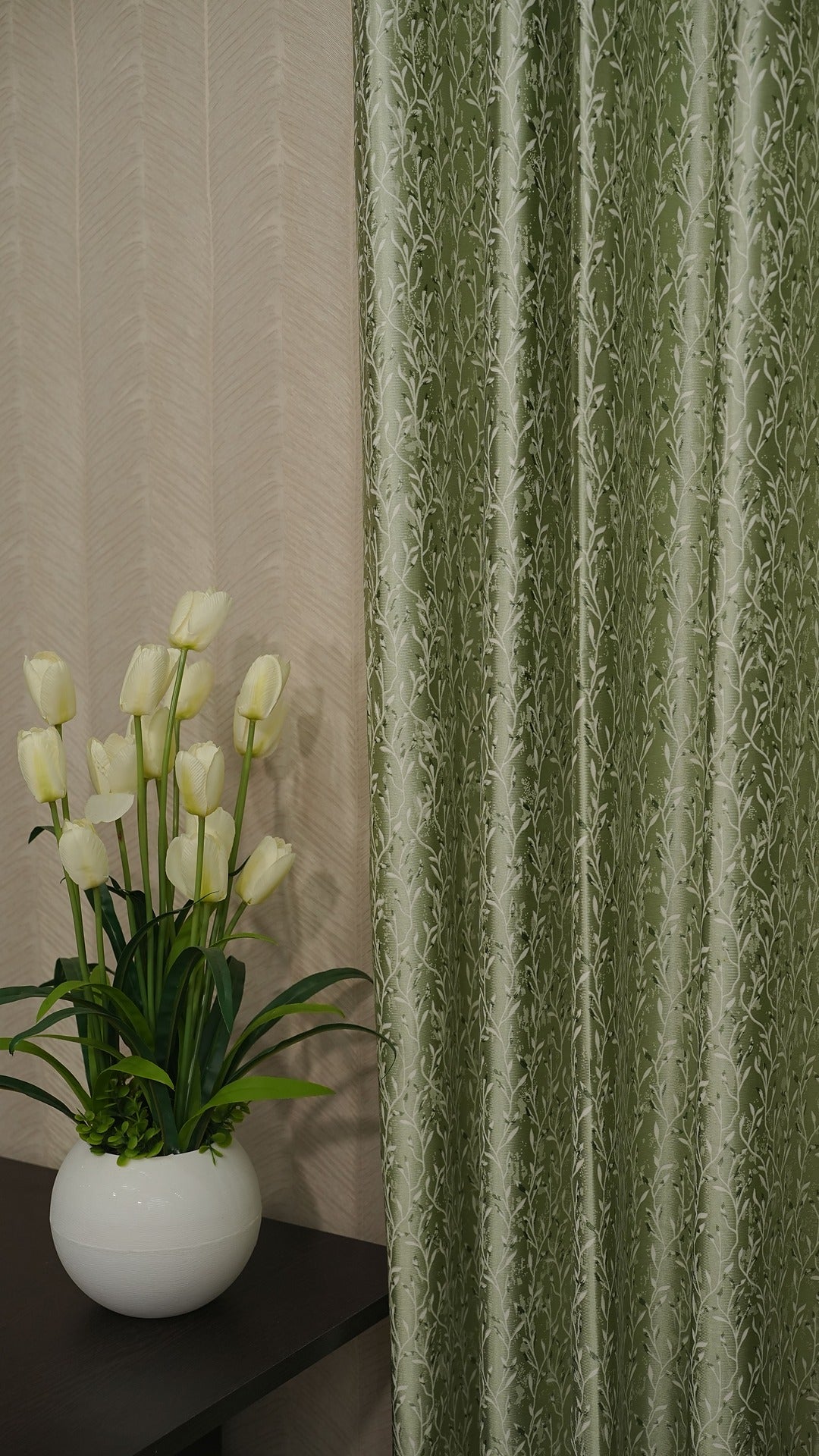 Jacquard Design Mint Green Color Readymade Curtains – Elegant & Affordable Luxury for Your Home- 1 Piece