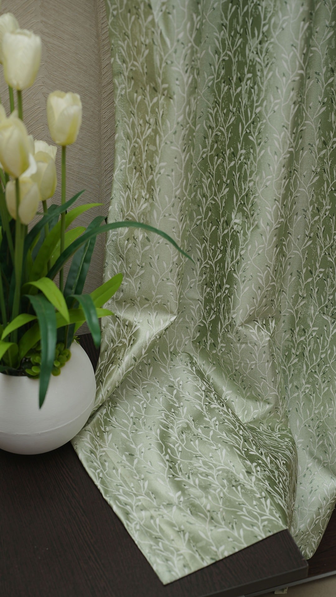 Jacquard Design Mint Green Color Readymade Curtains – Elegant & Affordable Luxury for Your Home- 1 Piece