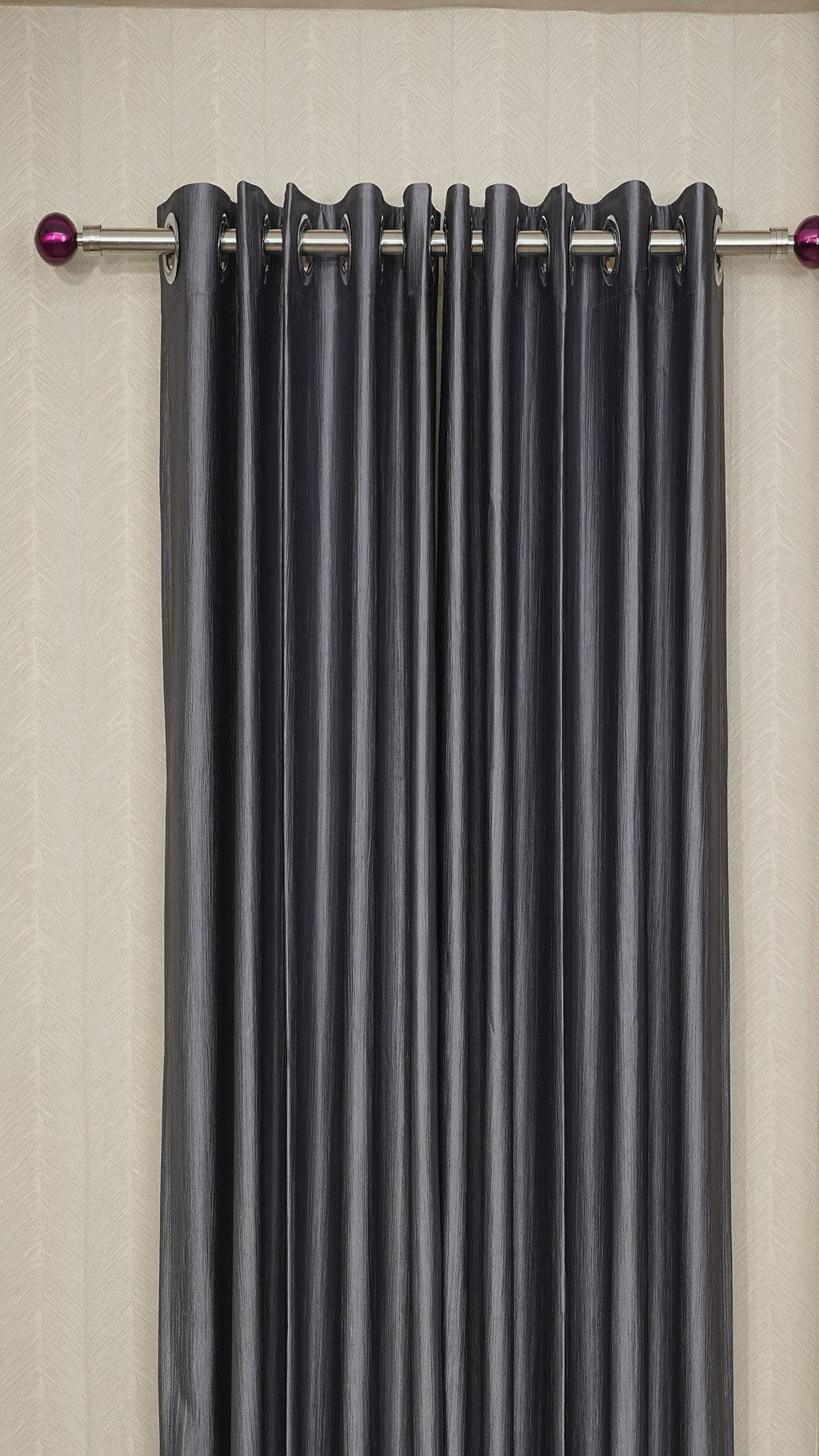 Branded Slate Grey Colour Crush Fabric Semi-Blackout Curtains  Modern | Premium | Bestseller
