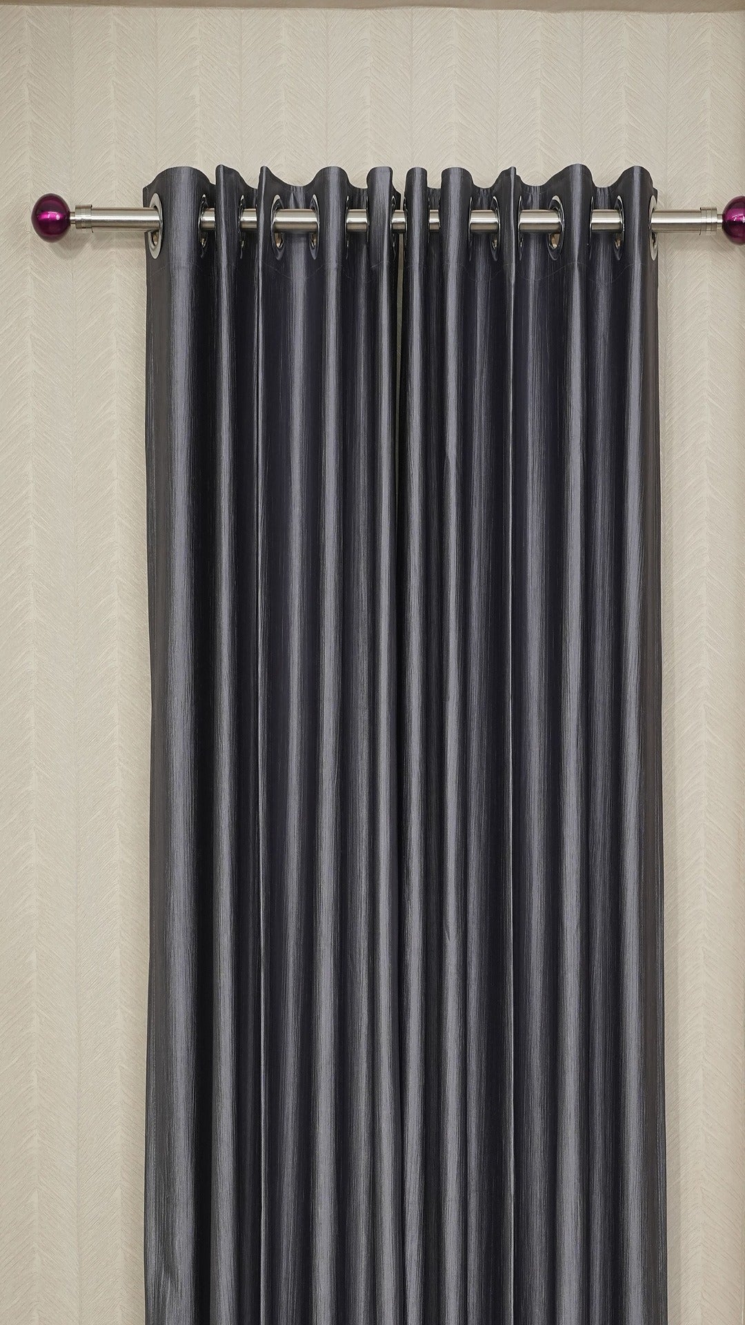 Branded Slate Grey Colour Crush Fabric Semi-Blackout Curtains  Modern | Premium | Bestseller