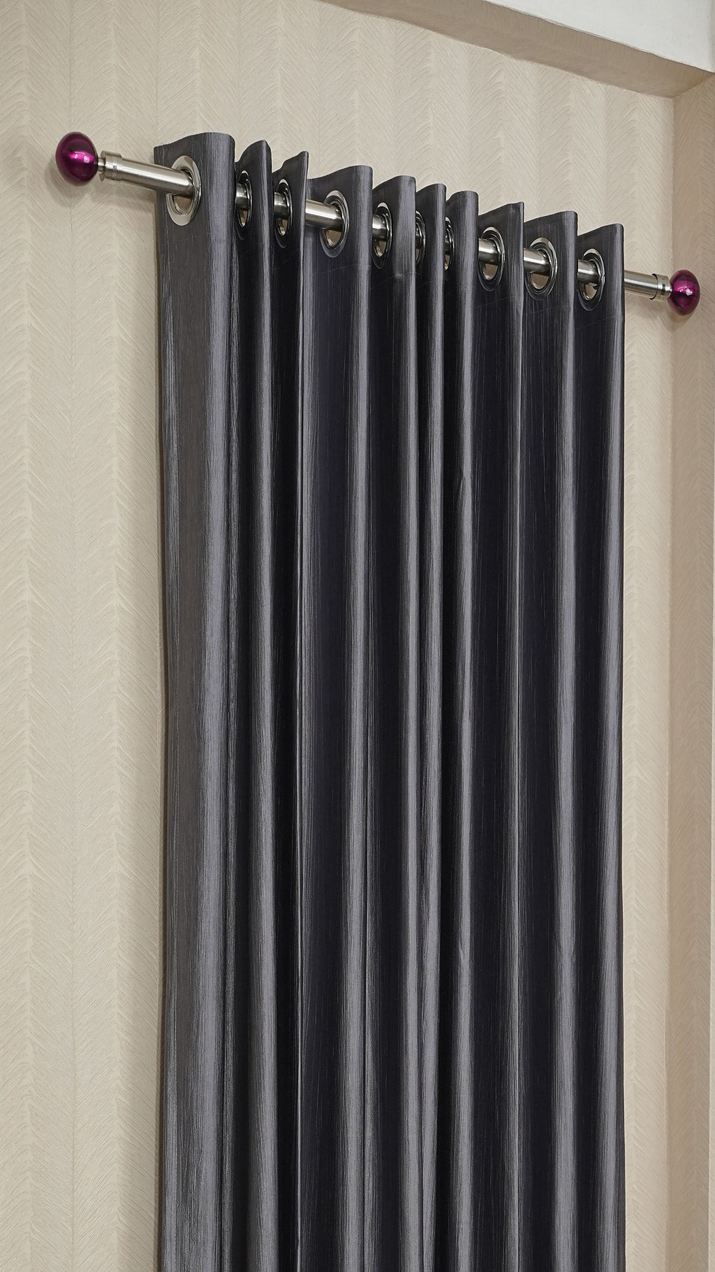 Branded Slate Grey Colour Crush Fabric Semi-Blackout Curtains  Modern | Premium | Bestseller