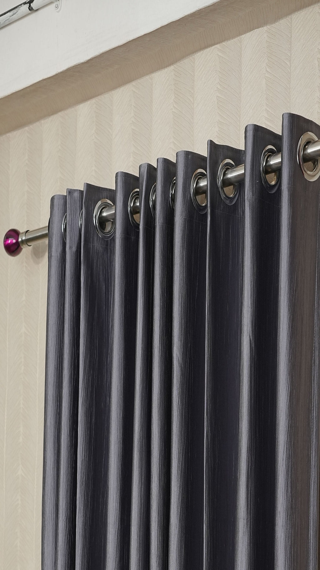 Branded Slate Grey Colour Crush Fabric Semi-Blackout Curtains  Modern | Premium | Bestseller