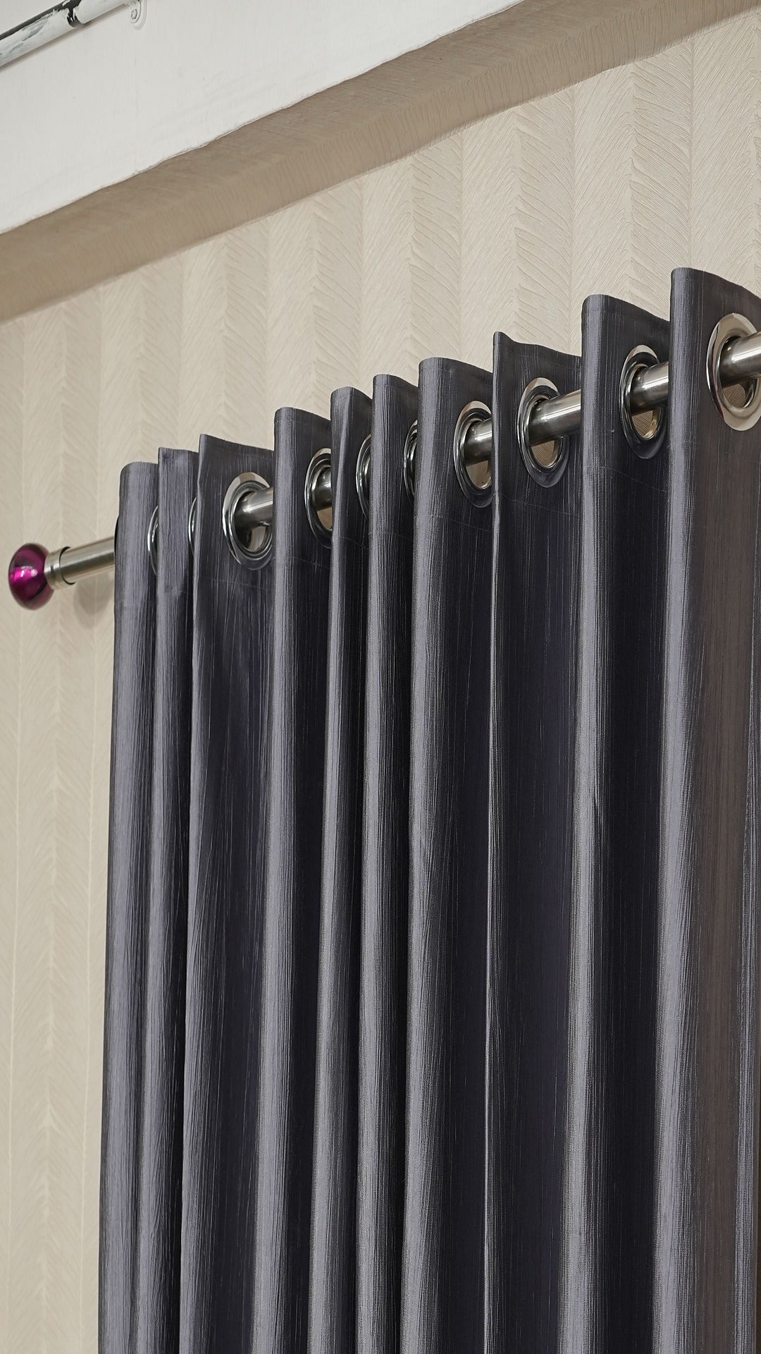 Branded Slate Grey Colour Crush Fabric Semi-Blackout Curtains  Modern | Premium | Bestseller