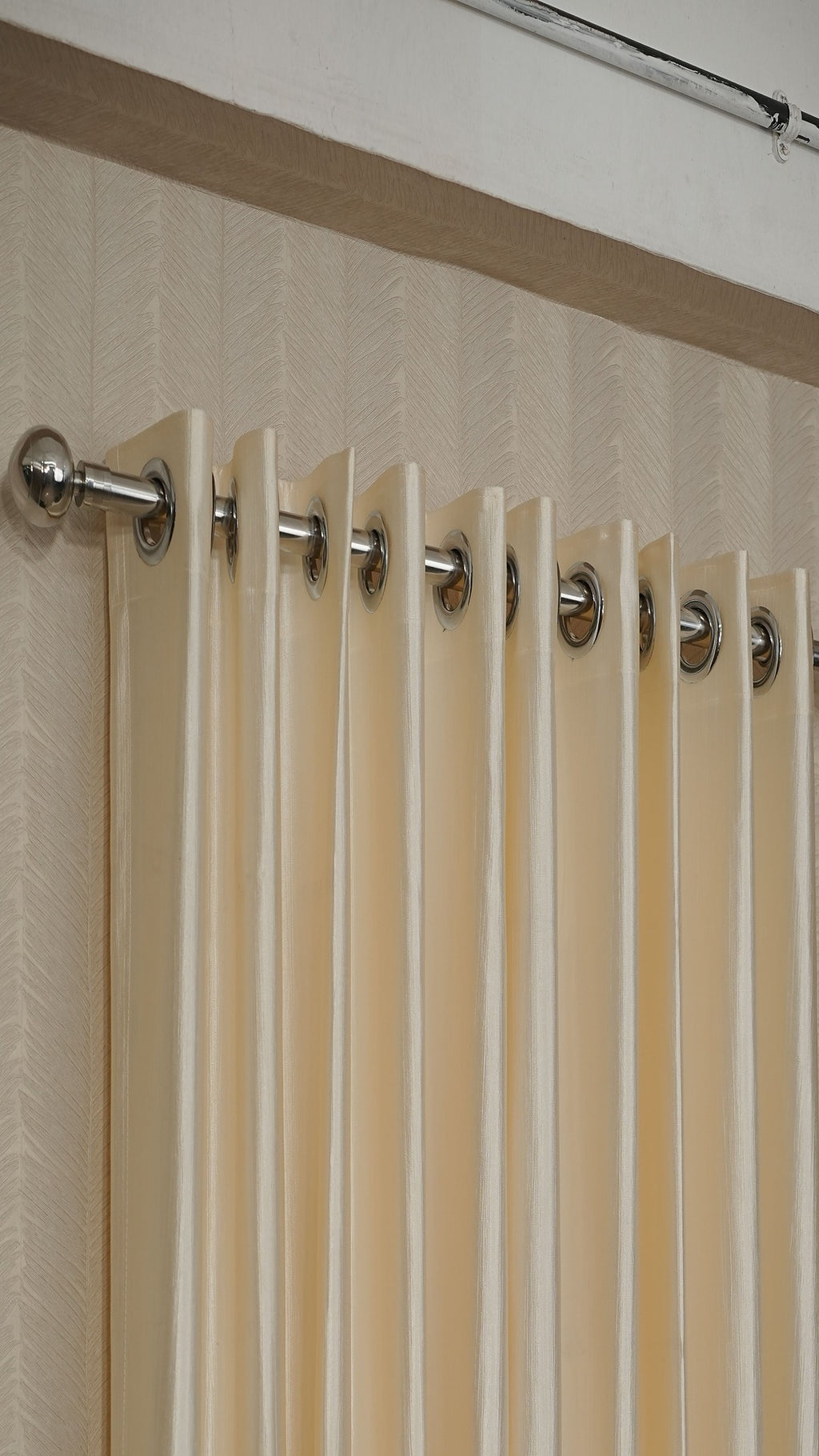 Branded Cream Colour Crush Fabric Semi-Blackout Curtains  Soft | Elegant | Bestseller