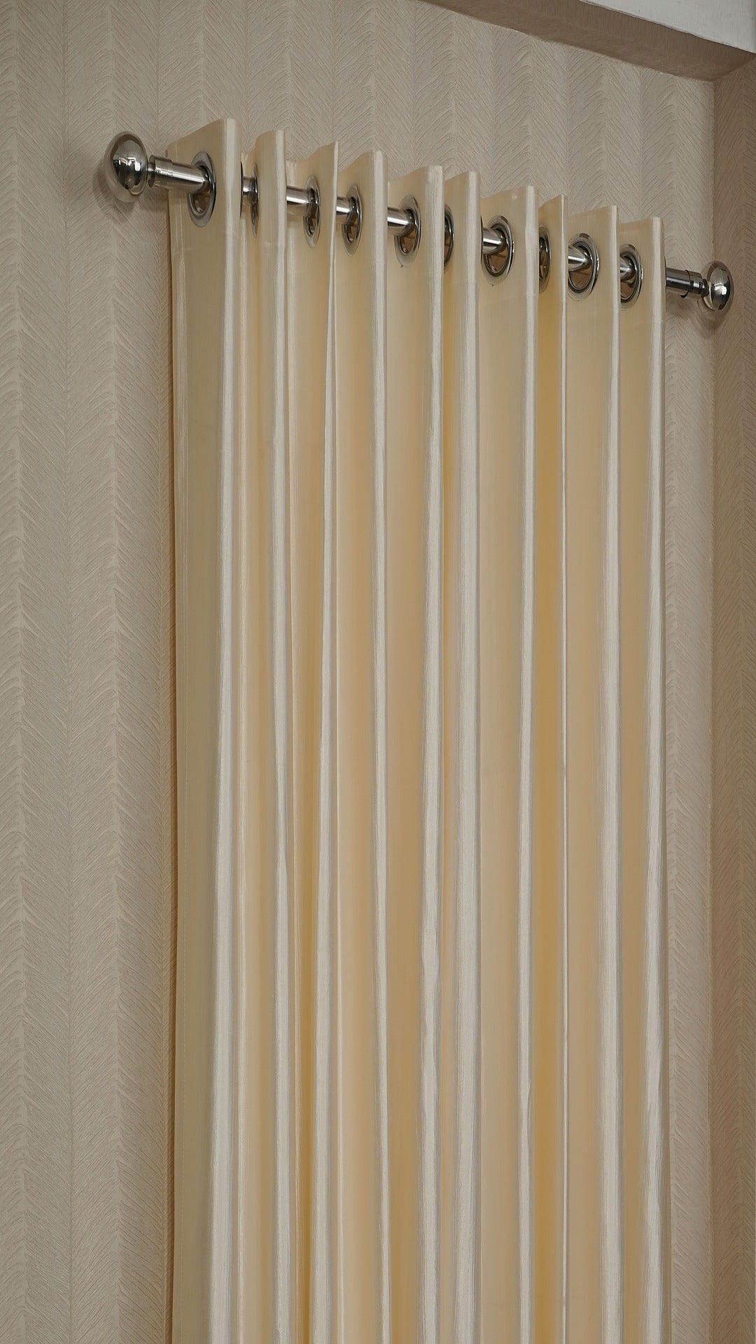 Branded Cream Colour Crush Fabric Semi-Blackout Curtains  Soft | Elegant | Bestseller