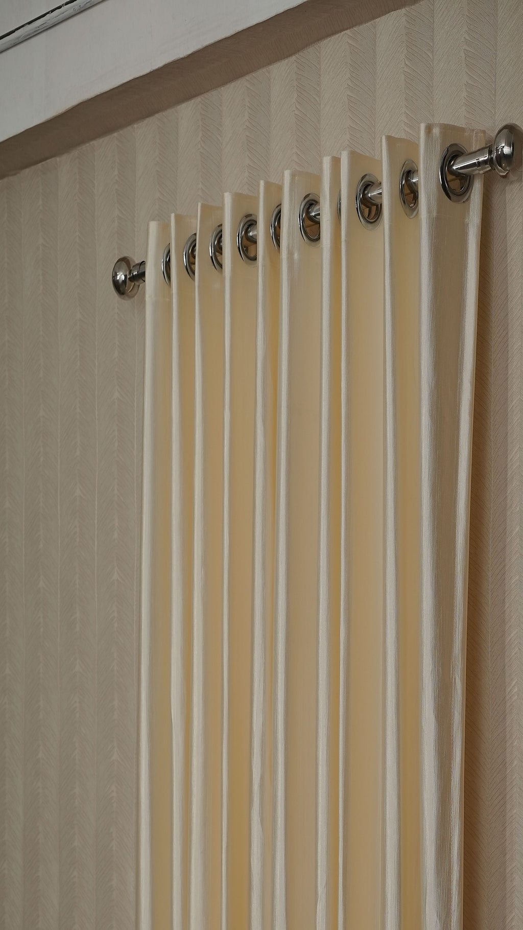 Branded Cream Colour Crush Fabric Semi-Blackout Curtains  Soft | Elegant | Bestseller