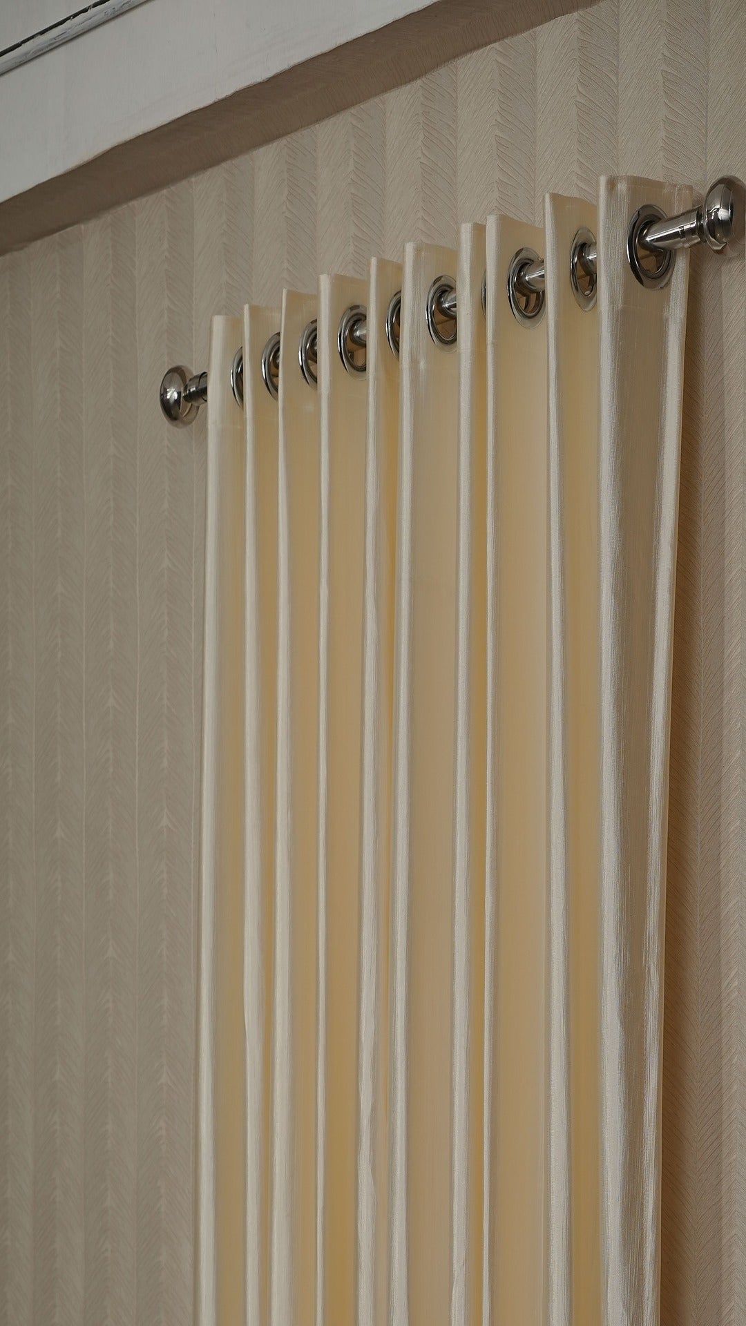 Branded Cream Colour Crush Fabric Semi-Blackout Curtains  Soft | Elegant | Bestseller
