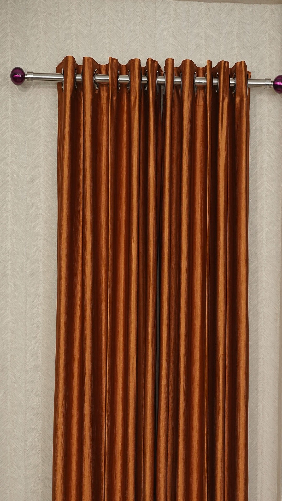 🪟 Branded Rust Colour Crush Fabric Semi-Blackout Curtains  Warm | Trendy | Bestseller