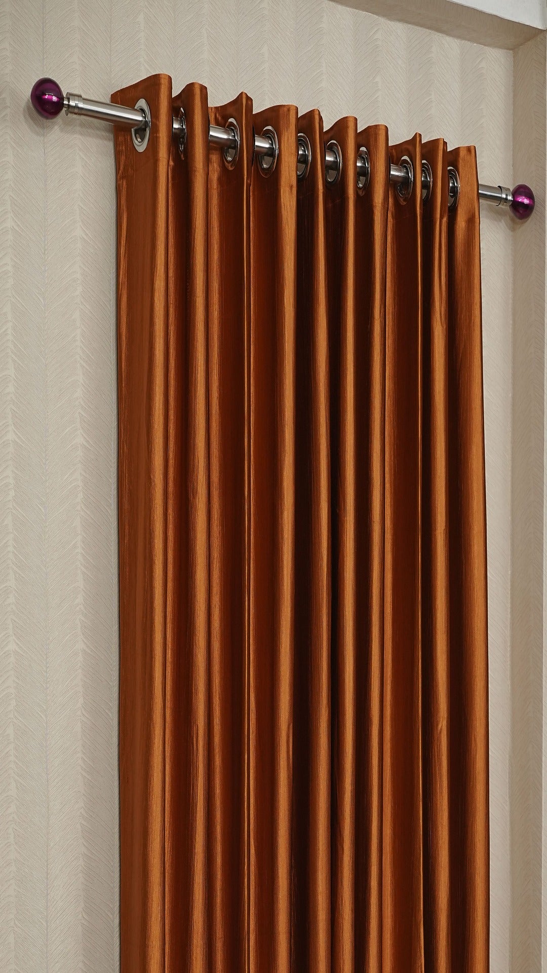 🪟 Branded Rust Colour Crush Fabric Semi-Blackout Curtains  Warm | Trendy | Bestseller